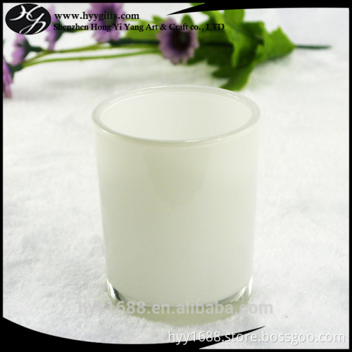 3oz ivory milky finished glass candle holder